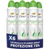 Dove Deodorante Spray Advanced Care Go Fresh Cetriolo Formula Idratante e Delicata, Pelle Asciutta Fino a 72 Ore, Deodorante Uomo e Donna, 6 Pezzi da 200ml