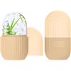 FLOWERUN 2 Pezzi Ice Roller Viso, Rullo di Ghiaccio Facciale, Stampo Ghiaccio Viso Riutilizzabile in Silicone, Riduzione Pori e Occhiaie, per Routine di Bellezza Naturale (Strisce Beige)