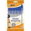 BIC Penne a Sfera, Blu Colore, Cristal Original, Ottimi per la Scuola, Punta Media (1.00 mm), Pacco da 10 penne, per Scrivere a Scuola e a Casa