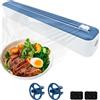 Ennoxwi Dispenser per pellicola salvafreschezza con ventosa in plastica, taglierino per pellicola con dispenser magnetico, pellicola salvafreschezza per cucina, cucina residenziale, ristorante, colore blu