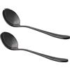 watchget Cucchiaino da caffè professionale, rotondo, in acciaio inox, colore: nero, set da 2