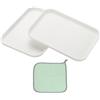 PATIKIL 20x15cm Vassoio Plastica, 2Pz Piatti Rettangolari Piccoli Vassoi da Portata Decorativo Vassoio con Panno Riutilizzabili Alimenti Grano per Dessert Frutta Torte,Bianco