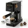 briebe Nordic Macchina Caffè Espresso 20 Bar, Compatibile con Capsule Nespresso e Caffè Macinato Semiautomatica Professionale 1350W, Montalatte, Display Touch, 1,2L, Design Scandinavo, Nero