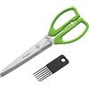 Westmark Forbici per erbe con pettine per la pulizia e fori per staccare le foglie, 5 paia di lame, Lunghezza lame: 20 cm, Acciaio inox/Plastica, Colore: Argento/Verde, 11752280