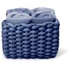 Daunex - Set 4 Lavette 30x30 - Mini Asciugamano Ospite in Spugna di Cotone - Confezionato in splendida Confezione in Tessuto Intrecciato - Marine