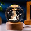 GUOCHENG Luci notturne a forma di gatto con sfera di cristallo 3D a forma di gattino, con lampade a LED calde, bella illuminazione per camera da letto, cameretta dei bambini, regalo per gli amanti dei