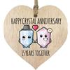 Stuff4 Targa per 15° anniversario di matrimonio, regalo per marito e moglie, 15 anni insieme, cuore in legno con scritta Happy Crystal, per donne e uomini, partner, in legno chiaro