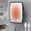 Gospire Specchio da doccia riscaldato, anti-appannamento, per rasatura con luce, batteria ricaricabile da 5000 mAh, ventosa rimovibile e supporto per rasoio da parete, senza foratura, rimovibile