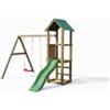 Fungoo Gioco per bambini da esterno in legno fungoo lucas con torretta, 2 altalene e scivolo 310x275x245 cm