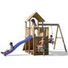 Fungoo Gioco per bambini da esterno in legno fungoo carol 3 con torretta, altalena, scivolo, parete da arrrampicata e rampa con corda 310x460x282 cm