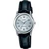Casio Orologio da polso da donna al quarzo classico cinturino in pelle nero cassa in ottone display analogico bianco - LTP-V001L-7B