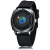 MINILUJIA Orologio impermeabile da Uomo con Mappa del Mondo - 50 m - Universo creativo stellato - Terra - Globo - Luna, Sole - Rotativo - Personalizzabile - per Uomo, nero 2, men's Standard