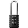 NOVLOCK Lucchetto con combinazione arco extra lungo da 7 cm - alta sicurezza, codice a 4 cifre per armadietti, armadi, depositi, cancelli, capanni e recinzioni - 1 pezzo, nero/argento