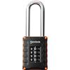 NOVLOCK Lucchetto con combinazione arco extra lungo da 7 cm - alta sicurezza, codice a 4 cifre per armadietti, armadi, depositi, cancelli, capanni e recinzioni - 1 pezzo, nero/arancione