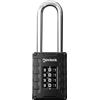 NOVLOCK Lucchetto con combinazione arco extra lungo da 7 cm - alta sicurezza, codice a 4 cifre per armadietti, armadi, depositi, cancelli, capanni e recinzioni - 1 pezzo, nero