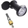 Funnytek Spioncino per porta in ottone con protezione da sguardi indiscreti grandangolare 220°, lenti ottiche in vetro, diametro 16 mm, spioncino in ottone con punta per trapano con lunghezza regolabile per