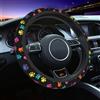 Mexpekil Fodere per Volante con Stampa Zampa Neon Universali per Auto, Copertura per Volante Antiscivolo, Accessori Decorativi per Auto, Adatti per la Maggior Parte delle Auto (38 cm/15 pollici), 1