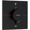 hansgrohe ShowerSelect Comfort E - Miscelatore termostatico incasso, Rubinetto termostatico con blocco di sicurezza (SafetyStop) a 40° C, Termostato quadrato, 2 utenze, nero opaco