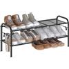 SONGMICS Scarpiera, Scaffale Porta Scarpe a 3 Ripiani Regolabili in Altezza, in Metallo con 4 Ganci, Contiene 15 Paia di Scarpe, per Ingresso, Corridoio, Armadio, Montaggio Facile, Nero LMR128B01