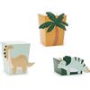 PartyDeco Contenitore per snack a forma di dinosauro, 9,5 x 9,5 x 12 cm + 10 x 10 x 5,5 cm, set da 6 pezzi - Candy Bar/Salty Bar scatole per dolci e snack - compleanno per bambini - verde e giallo