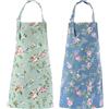 DDJYP HOMKITN - Grembiule da cucina da donna, confezione da 2, in tela di cotone, con motivo floreale, con tasche, grembiule da chef da donna (verde e blu)