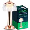 V-TAC VT-1048 Lampada LED da Tavolo 1W cct 3in1 colore oro francese ricaricabile con USB C Touch Dimmerabile 26 cm - 7938