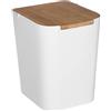 5 five simply smart 5five - cestino per rifiuti con coperchio in bambù naturéo da 5 l, bianco