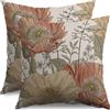 Sivirary Set di 2 federe per cuscini vintage con motivi floreali, 50 x 50 cm, colore marrone, ruggine, con fiori botanici decorativi, decorazione rustica, idea regalo per divano o letto