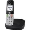 Panasonic KX-TGU410EXB - Telefono digitale senza fili con segreteria telefonica, unità base e 1 combinato, schermo LCD, chiamate preferite, lampada torcia, compatibile con apparecchi acustici, nero e
