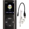 VBESTLIFE Lettore MP3 Digitale, Compatto e Portatile, Supporta 64 GB di Memoria di Archiviazione, 8 Ore di Standby Lungo, Lega di Alluminio, per Studenti, per Regali per Bambini (Nero)
