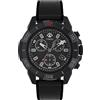 Timex Orologio cronografo da uomo Expedition North da 42 mm, cinturino vegano in pelle nera a sgancio rapido in due pezzi, quadrante nero, cassa nera TW2W16000