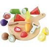 Le Toy Van Gioco educativo bambino 2 anni, gioco frutta e verdura da tagliare legno FSC, 18 pezzi, giocattolo cucina, ecologico, Montessori, include 1 tagliere, 1 coltello, 1 pelapatate