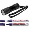Edding Securitas e-8280 - Pennarello UV con punta a punta, 1,5-3 mm, incolore + lampada UV 9 LED