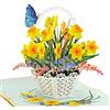 CUT POPUP.COM CUTPOPUP Yellow Daffodil - Biglietti di compleanno per donne, Biglietto per la festa della mamma, Biglietto pop-up, Biglietto di auguri 3D per moglie Figlia Sua sorella (Giallo narciso)