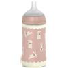 Suavinex, biberon da 270 ml con tettarella SX Pro in silicone, con valvola anticoliche, a flusso medio (M), per liquidi a media densità, latte, succhi di frutta o acqua, Neonati +3 mesi. Wonder Rosa