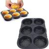 Topiky Stampo per Panino per Hamburger a 6 cavità, Stampo per Panino per Hamburger in Silicone, Forme per Pane per Hamburger in Silicone Forate, Stampo per Pane Riutilizzabile
