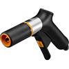 Fiskars Pistola per Irrigazione, FiberComp, 2 Funzioni, Flusso Regolabile di Continuo, Leva On/Off, Filtro dell'Acqua Rimovibile, FiberComp/Metallo, Misura Universale, Nero/Arancione, 1067193