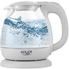 Adlereurope ADLER Bollitore in vetro 1,0 l, base girevole, 1100 W, grigio