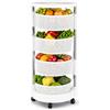 BAKAJI Carrello da Cucina portafrutta con cestelli apribili, Carrellino Portaoggetti Salvaspazio con 4 Ruote Girevoli, Struttura Acciaio e Cesti in plastica, Ideale Cucina, Bagno, (4 Ripiani)