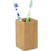 Relaxdays Portaspazzolini Bambù, Design Naturale, HxLxP: 11 x 6,5 x 6,5 cm, Marrone