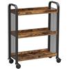 VASAGLE Carrello Portavivande in Stile Industriale, Carrellino Salvaspazio Fisso o con Ruote Universali, Scaffale da Cucina con Struttura in Ferro, 66 x 26 x 85 cm, Marrone Vintage LRC66BX