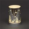 SHATCHI 13 centimetri Natale Decorato Vaso Lampada Da Tavolo Tubo di Vetro Inciso Foresta Scena Argento Cilindro LED Fairy Lights Funzionamento A Batteria
