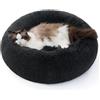 Bedsure Cuccia Gatto Morbida 50x50cm - Cuccia Pelosa per Cani Colore Grigio Scuro, Cuscino Gatto Antistresss con Peluche Lavabile, Lettino Calmante per Gatti