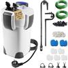 EXLECO Filtro Esterno Acquario con Lampada UV 1400L/H 35W Pompa Filtro Acquari Regolabile Filtrazione a 3 Stadi Filtri Acquario con Materiale Filtrante e Tubo Aria per Acquari Fino a 300 Litri HW-302B