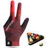 equlup Guanti di biliardo, guanti da giocatore di snooker professionisti traspiranti a 3 finger biliardo accessorio a sinistra per uomini e donne (Rosso nero)