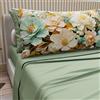 PETTI Artigiani Italiani - Lenzuola in Cotone con Federe in Stampa Digitale, Lenzuola Matrimoniali, Completo Letto Matrimoniale, Floreale 9 Salvia, 100% Made in Italy