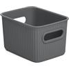 TATAY Cestino Portaoggetti Plastica 1,5 L Baobab | Scatola Organizzatrice | Manici Integrati | Design Compatto e Versatile | Plastica Senza BPA | 12.5x16.4x10 cm, Grigio