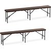 Relaxdays Panca Pieghevole da Giardino, Set da 2 Panchine Richiudibili Salvaspazio da Giardino HLP 43x180x25 cm, Marrone