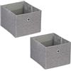Relaxdays Scatola Portaoggetti, Set 2 Portagiochi da Scaffale, HLP 16x20,5x25 cm, Box in Stoffa Giochi, Libreria, Grigio