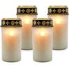 Relaxdays Luce LED per cimitero, Set da 4, Fiamma tremolante, a Batteria, Impermeabile, plastica, Candela Bianca